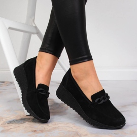 Mocassins de couro Filippo DP3632 em cunha com corrente preto 1 Mocassins de couro Filippo DP3632 em cunha com corrente preto 1