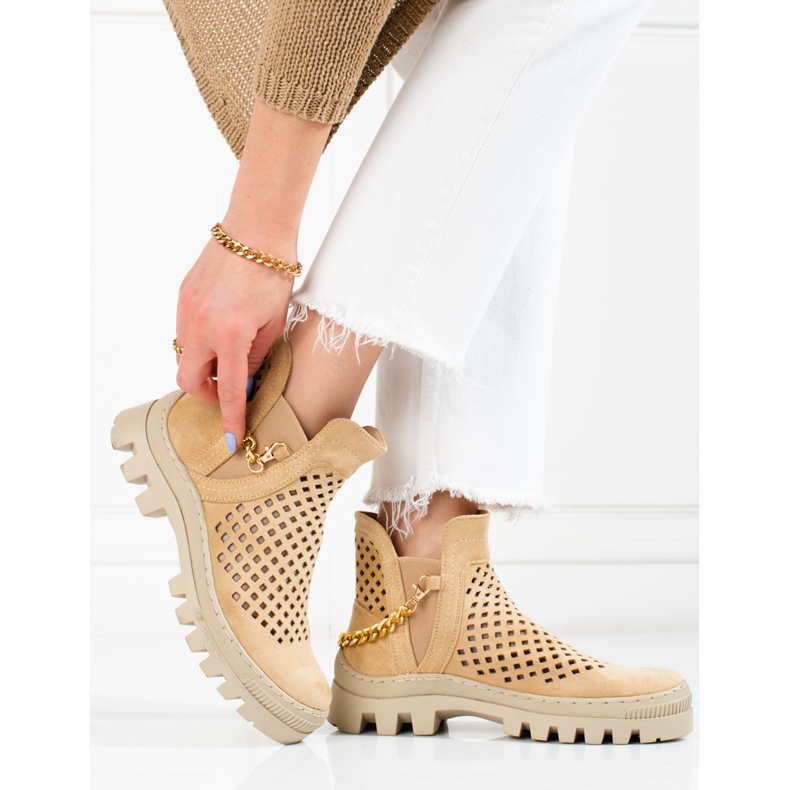 Botas de mulher vazadas Potocki Beige bege 2 Botas de mulher vazadas Potocki Beige bege 2