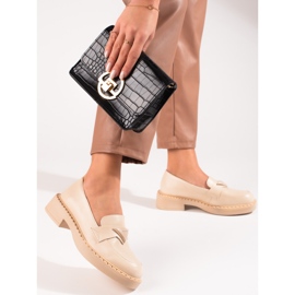 W. Potocki Mocassins femininos bege na plataforma 1