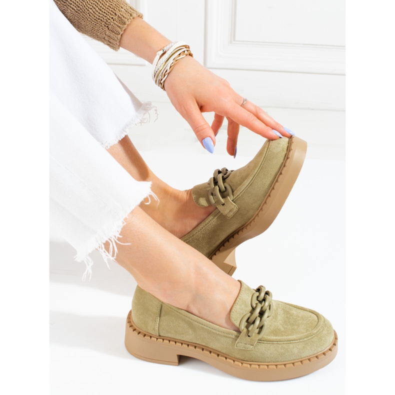 W. Potocki Mocassins de mulher Potocki camurça verde-oliva 2