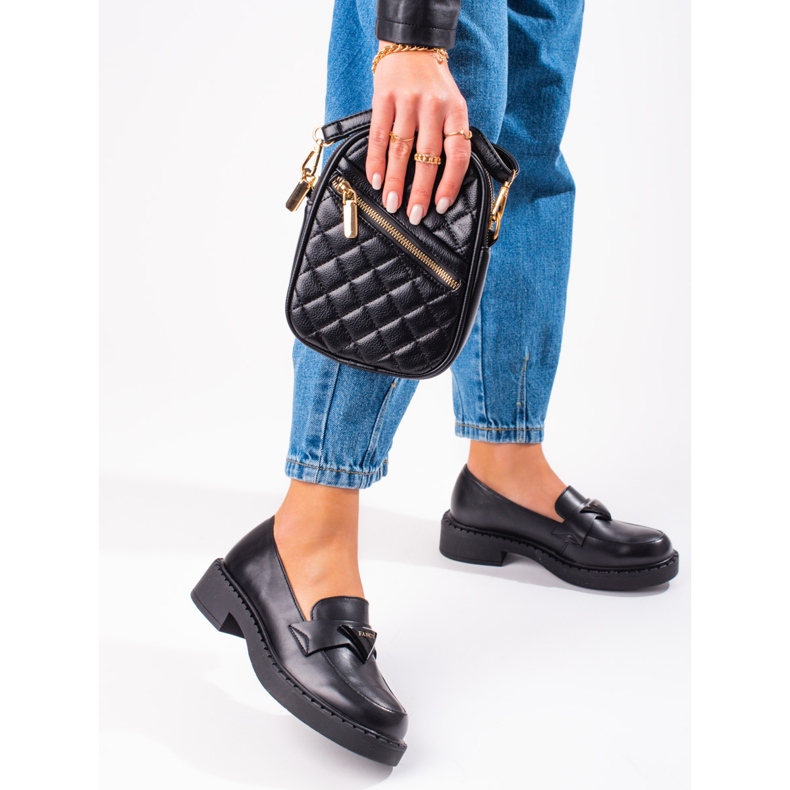 W. Potocki Mocassins das mulheres negras na plataforma preto 1