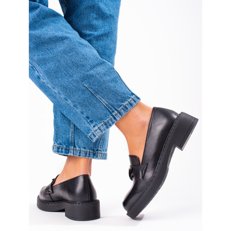 W. Potocki Mocassins das mulheres negras na plataforma preto 2