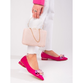 Sapatos femininos Shelovet de salto baixo em camurça fúcsia rosa 1