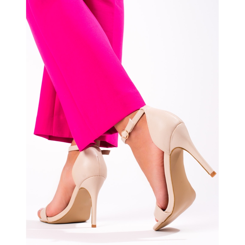 Sandálias de salto alto bege de mulher, Shelovet 2