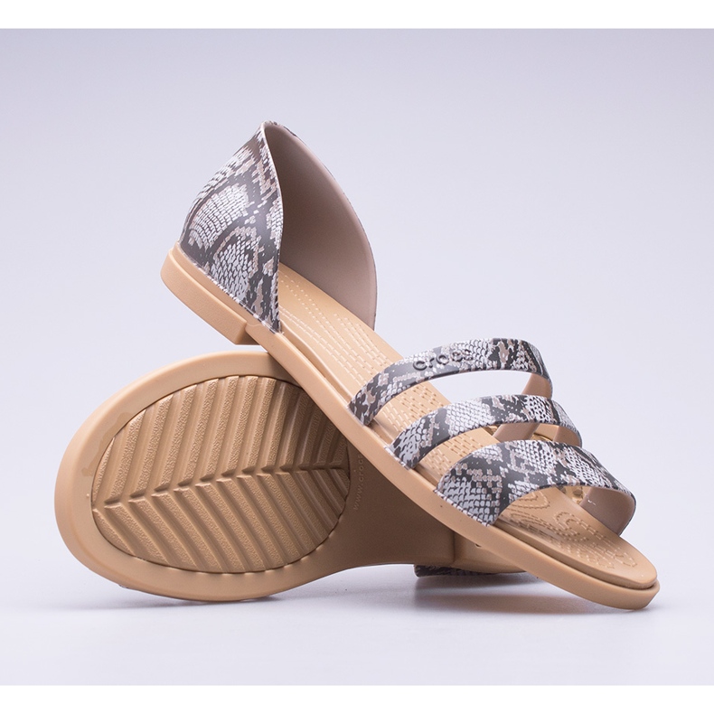 Sandália rasa aberta Crocs Tulum W 206109-15W marrom 1