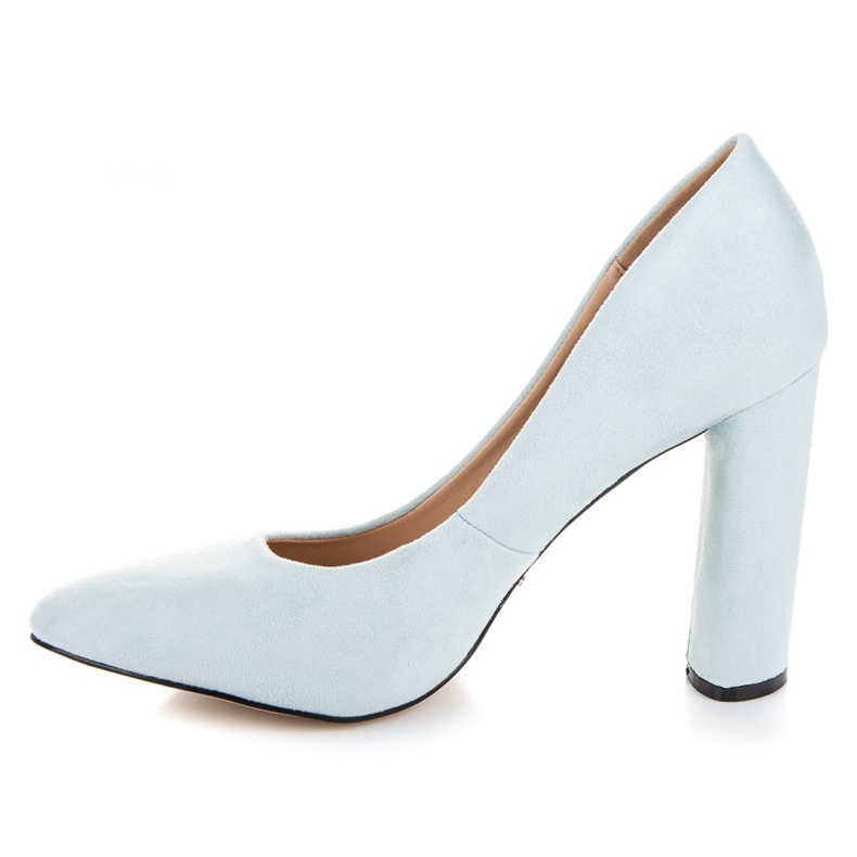 Vices New Collection Bombas de camurça em um pilar azul 1