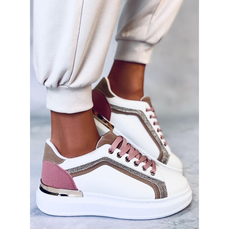 BM Sapatilhas de mulher Brengle White branco rosa multicolorido 1