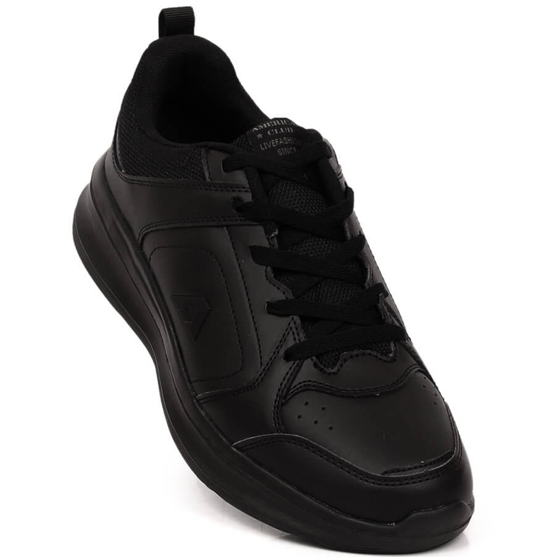 Tênis esportivo masculino Black American Club 140/23 em couro ecológico preto 1