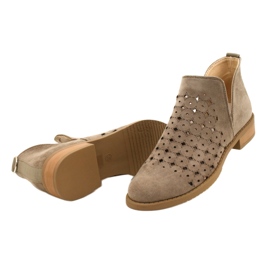 DASZYŃSKI Botins de camurça a céu aberto com um corte Carine bege marrom 5