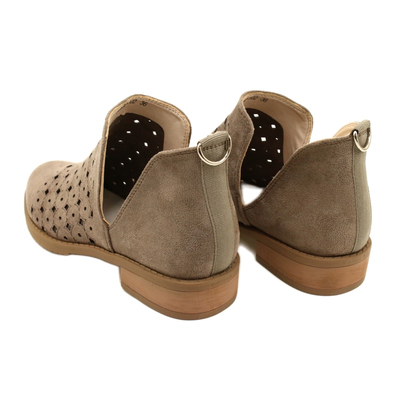 DASZYŃSKI Botins de camurça a céu aberto com um corte Carine bege marrom 7