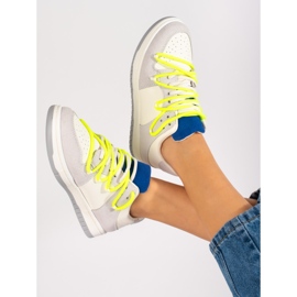 Tênis Shelovet com cadarço amarelo branco 1 Tênis Shelovet com cadarço amarelo branco 1