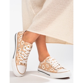 Ténis Shelovet bege floral de mulher 2