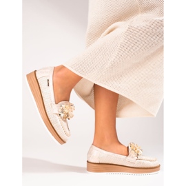 Sapatos de mulher Shelovet bege com cristais 2