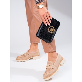 Seastar Mocassins femininos vazados na plataforma bege Shelovet 1