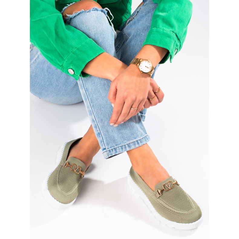 Mocassins têxteis femininos Shelovet olive verde 1