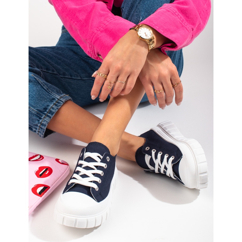 Ténis de mulher Shelovet azul marinho na plataforma azul-marinho 1