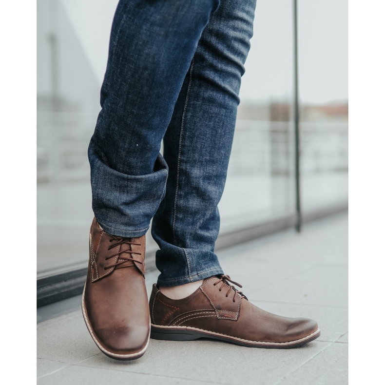 Sapatos masculinos de couro Olivier 242 marrom 5