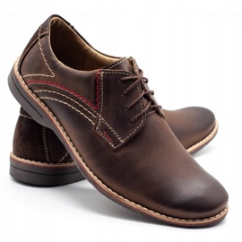 Sapatos masculinos de couro Olivier 242 marrom castanho 1