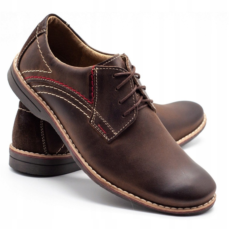 Sapatos masculinos de couro Olivier 242 marrom castanho 1