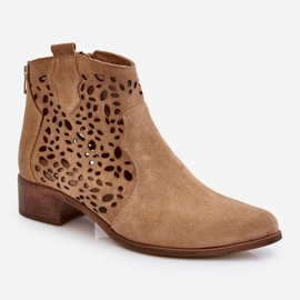 Lewski Shoes Botas Femininas Openwork Sapatos Lewski 2909 Bege Escuro castanho 1