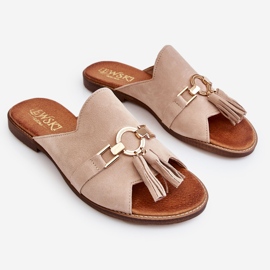 Lewski Shoes Chinelos femininos de camurça sapatos Leewski 3226 bege 2