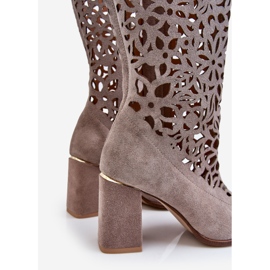 Lewski Shoes Botas de camurça Openwork Sapatos Leski 3234 Cappuccino multicolorido 1