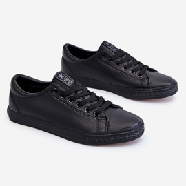 News Tênis clássico feminino de couro com cadarço preto Misima 1