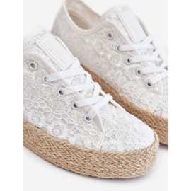Tênis feminino Big Star com plataforma trançada LL274199 branco 1