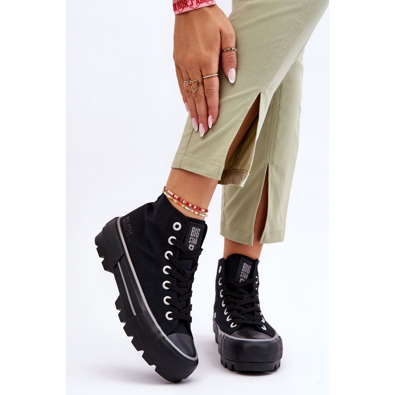 Tênis plataforma têxtil alta Big Star LL274155 preto 2