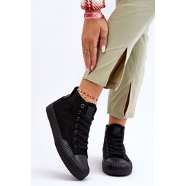 Tênis feminino Big Star tecido cano alto LL274444 preto 1