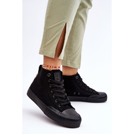 Tênis feminino Big Star tecido cano alto LL274444 preto 2