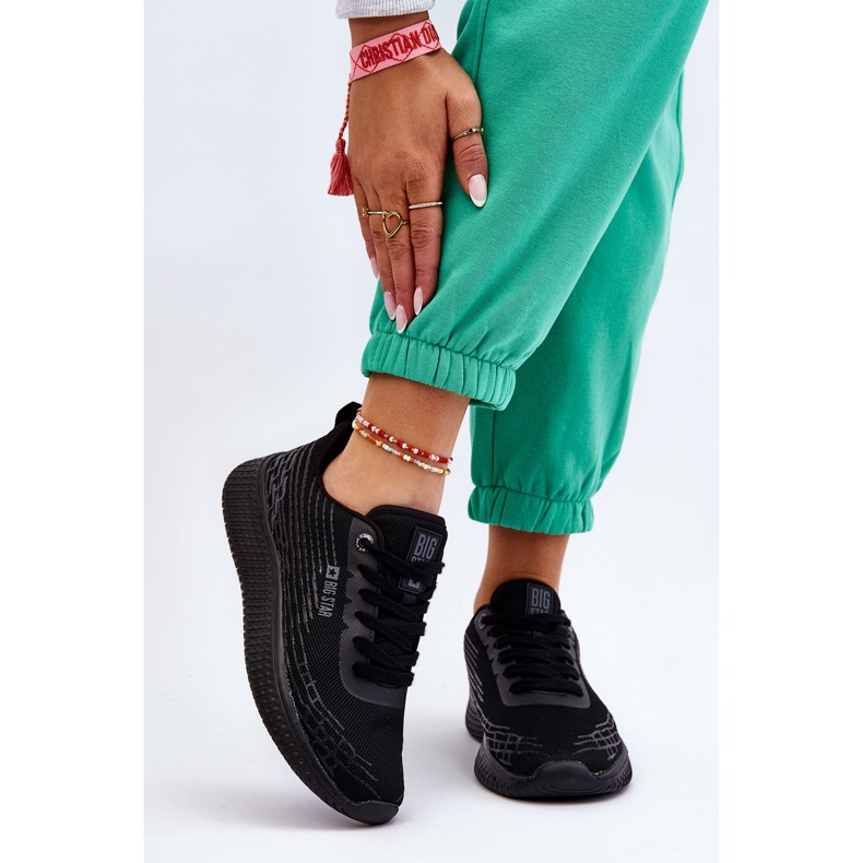 Sapatos esportivos femininos de malha com sistema de espuma viscoelástica Big Star LL274662 preto 1