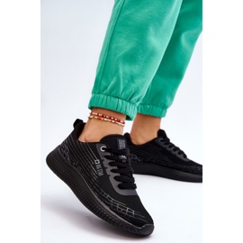 Sapatos esportivos femininos de malha com sistema de espuma viscoelástica Big Star LL274662 preto 2
