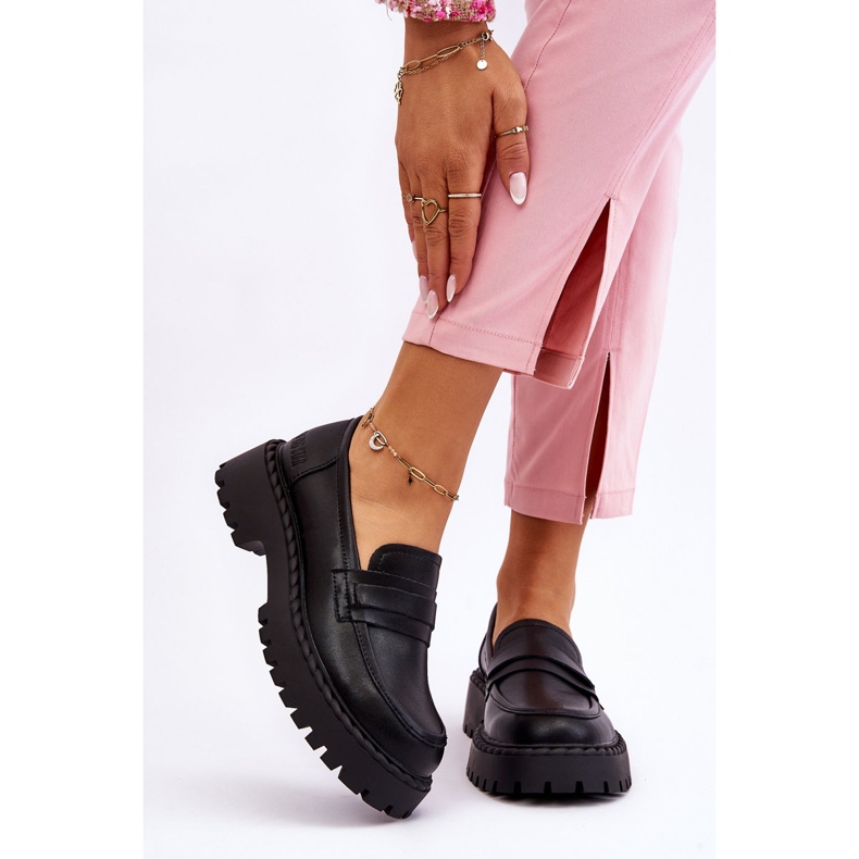 Mocassins femininos Big Star sapatos de couro LL274458 preto 1