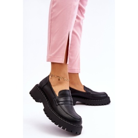 Mocassins femininos Big Star sapatos de couro LL274458 preto 2