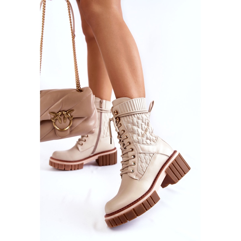 PE1 Botas altas femininas com zíper bege Enroe 2 PE1 Botas altas femininas com zíper bege Enroe 2