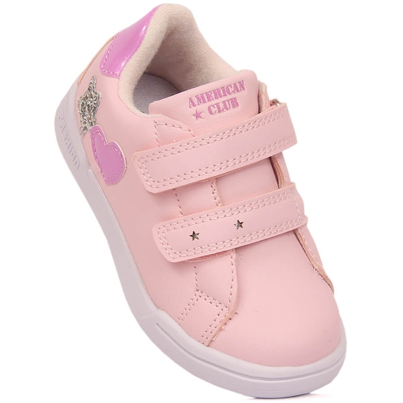 Sapatos desportivos femininos Pink American Club 125/23 com velcro rosa 1