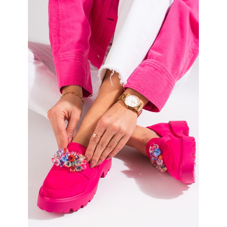 Sapatos de mulher Vinceza rosa com cristais 1