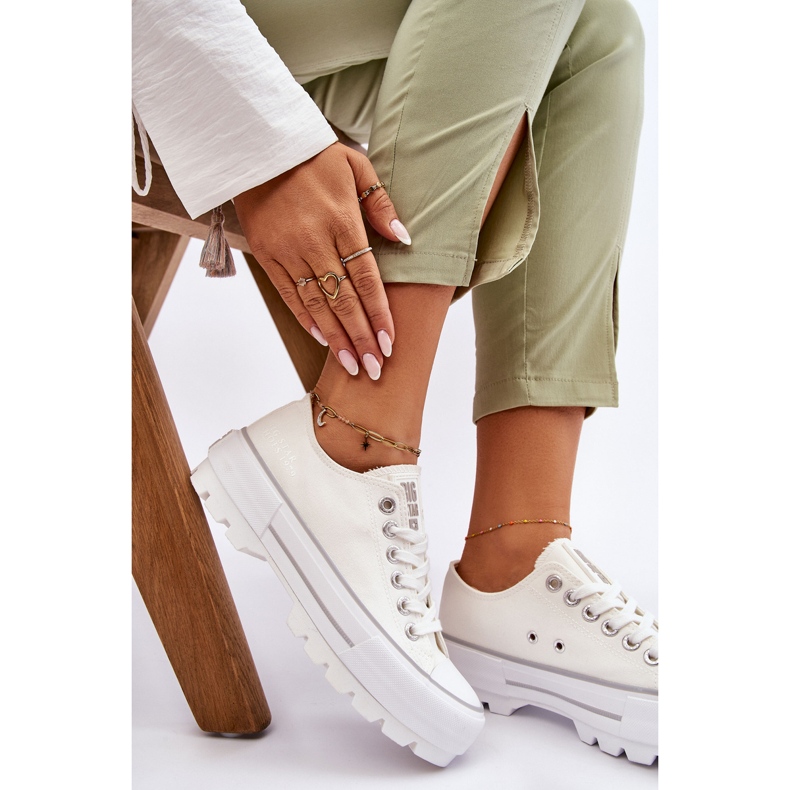 Tênis plataforma de tecido Big Star LL274150 branco 2