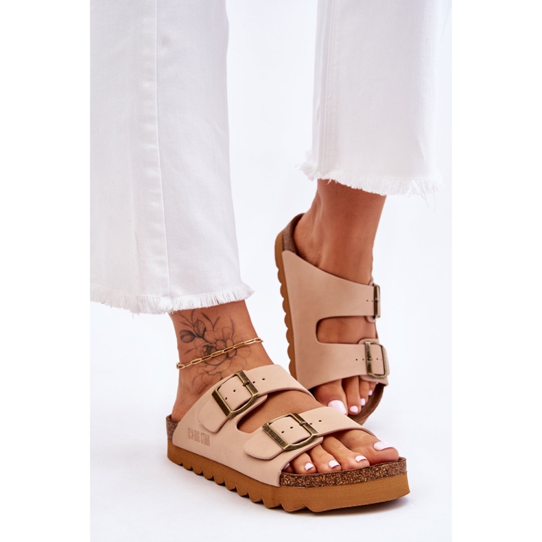 Chinelos femininos clássicos Big Star LL274478 bege 2