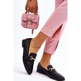 PG1 Mocassim feminino de couro com pérolas decorativas preto Ishan 2