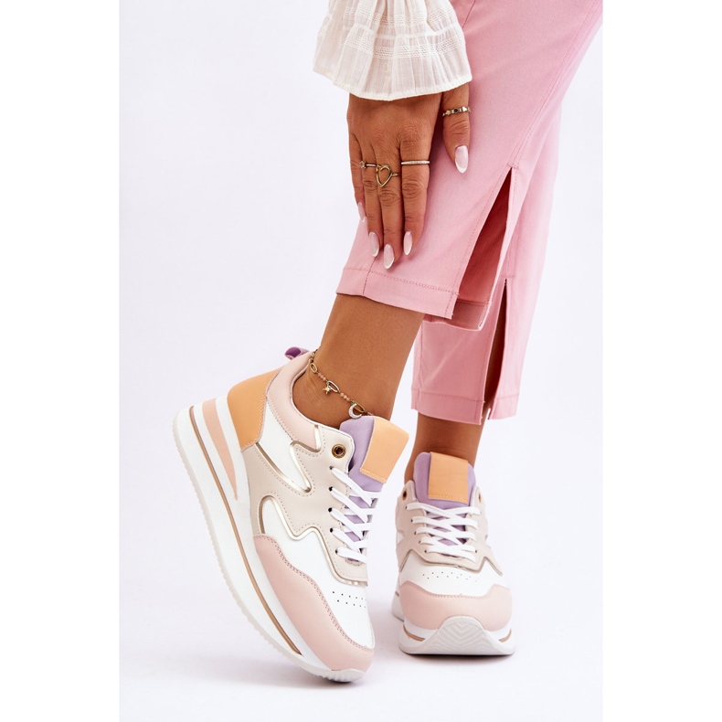 PG1 Sapatos esportivos modernos de couro branco e bege Roen 1