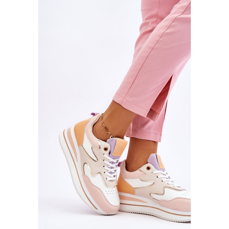 PG1 Sapatos esportivos modernos de couro branco e bege Roen 2