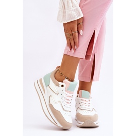 PG1 Sapatos esportivos modernos de couro branco e bege Roen 1