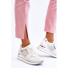 PG1 Sapatos esportivos de couro branco Braylen de cunha baixa 2