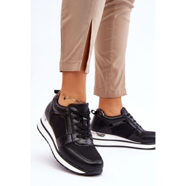 PG1 Sapatos esportivos de couro de cunha baixa Braylen pretos 2