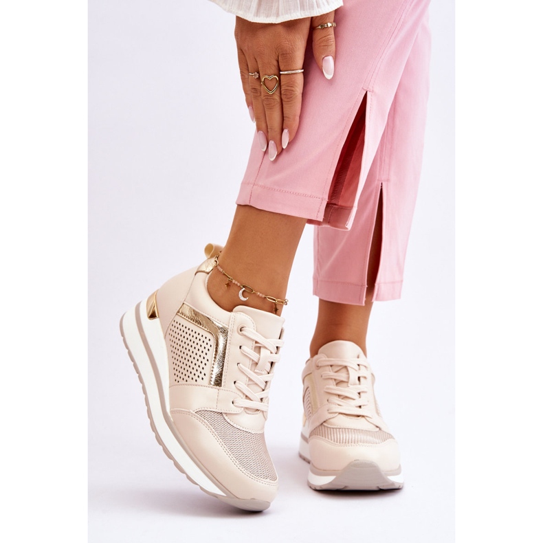 PG1 Sapatos esportivos de couro com salto baixo bege Braylen 1