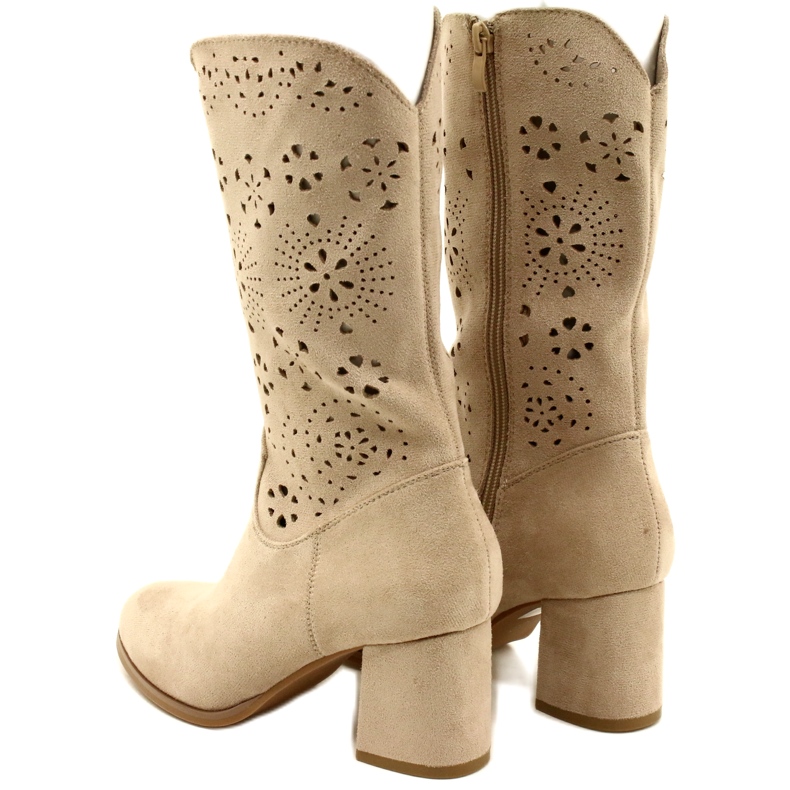 M.Daszyński Botins femininos com aberturas, camurça, J. Beige bege 3 M.Daszyński Botins femininos com aberturas, camurça, J. Beige bege 3