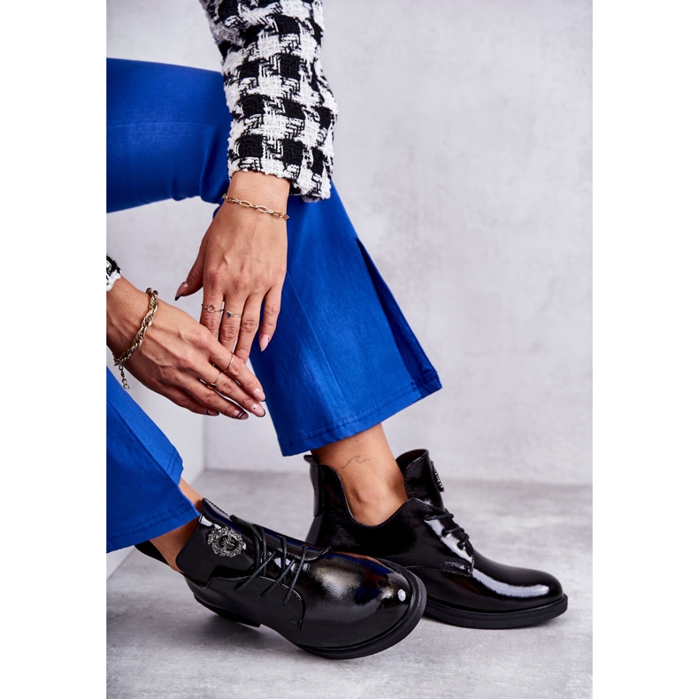 Vinceza Botas Lacadas Lacadas Com Recortes Preto Fabiana 3