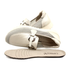Caprice Capitice feminino mocassins de couro com decoração 9-24502-20 132 Pearl pente branco 8